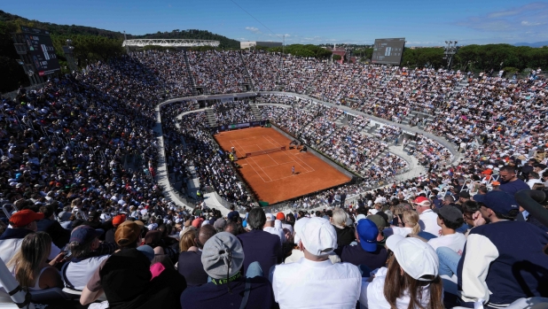 Carlos Alcaraz (ESP)   during Semi-final round against Lorenzo Musetti (ITA) of the ATP  Master 1000 Internazionali BNL dâItalia tournament at Foro Italico on May 16, 2025 (Alfredo Falcone/LaPresse)